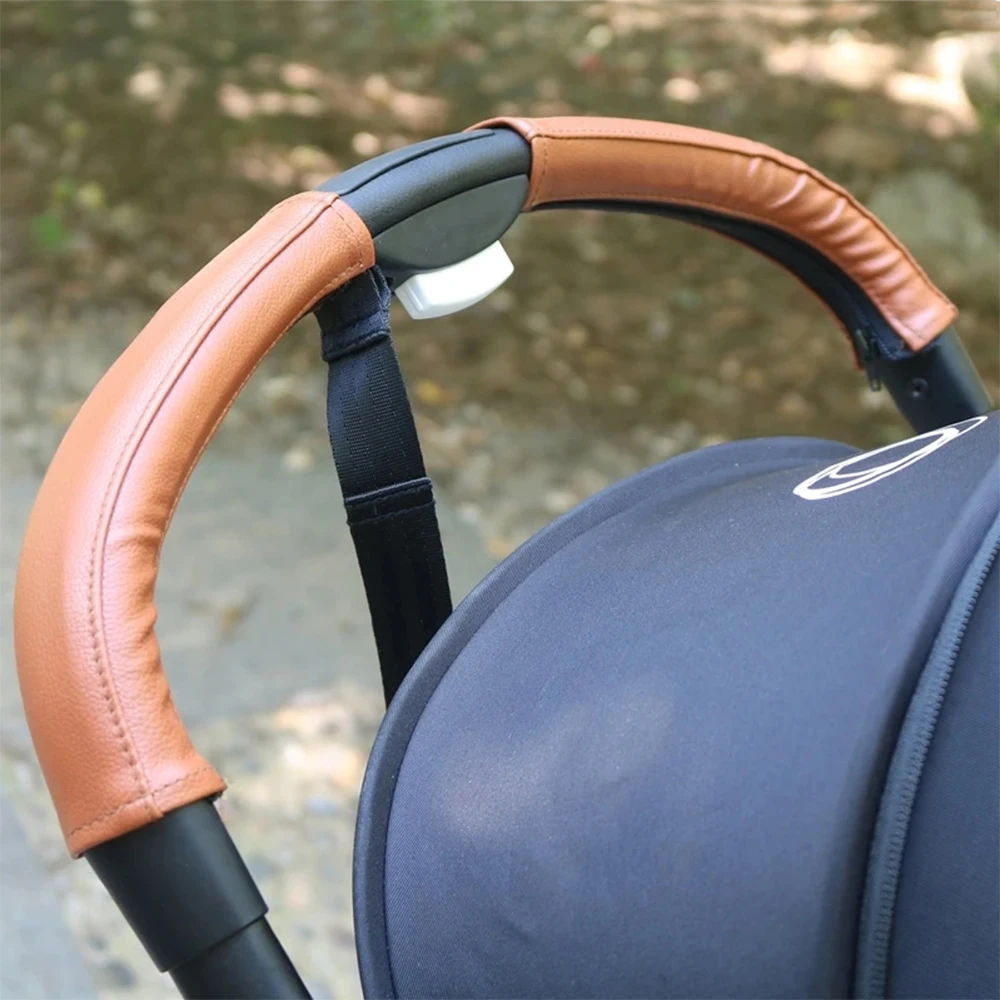 Buggy Push Bar Leather Cover For Bugaboo Butterfly Pushchair Mummy Handrail Protective Case With Zipper Stroller Accessories