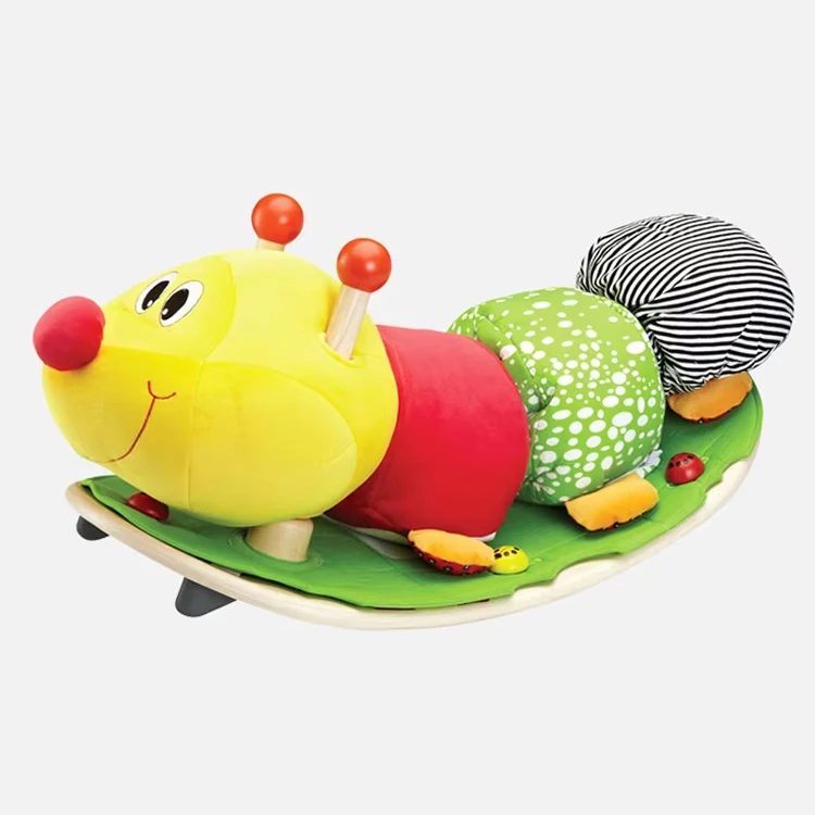 Children's cartoon caterpillar baby rocking chair exercise balance family wooden rocking horse leisure toys