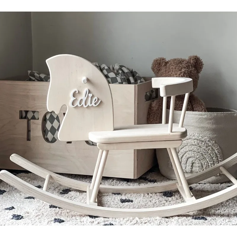 Wholesale Environmental Protection Personalized Wooden Rocking Horse Toys Children's Home Decoration Toddlers