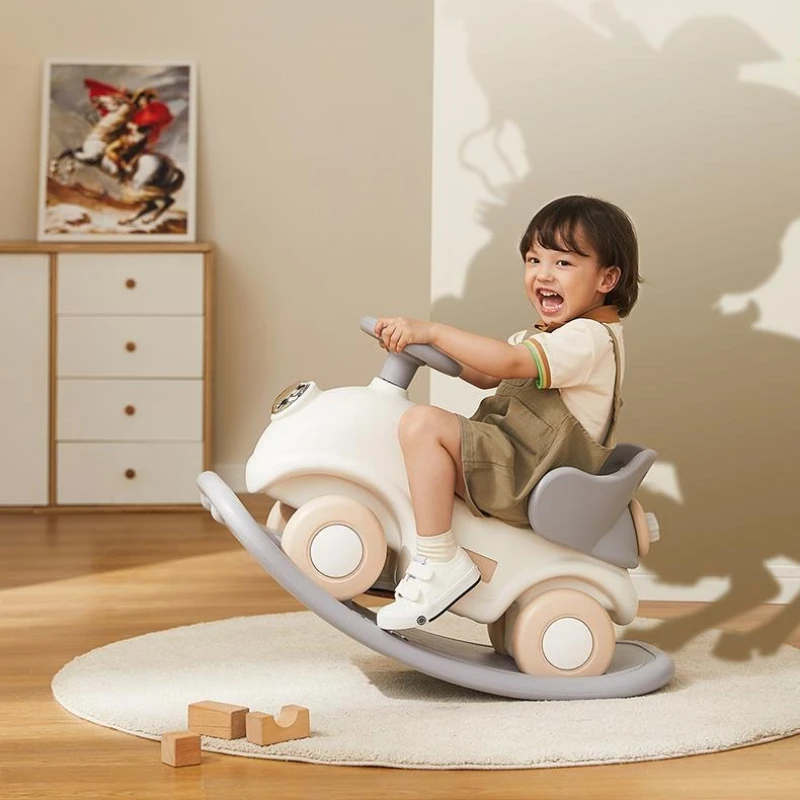Rocking Horse Toddler Ride-On Baby Walker & Push Car 2-in-1 Stable Anti-Tip Seat Four-Point Support for Home Play