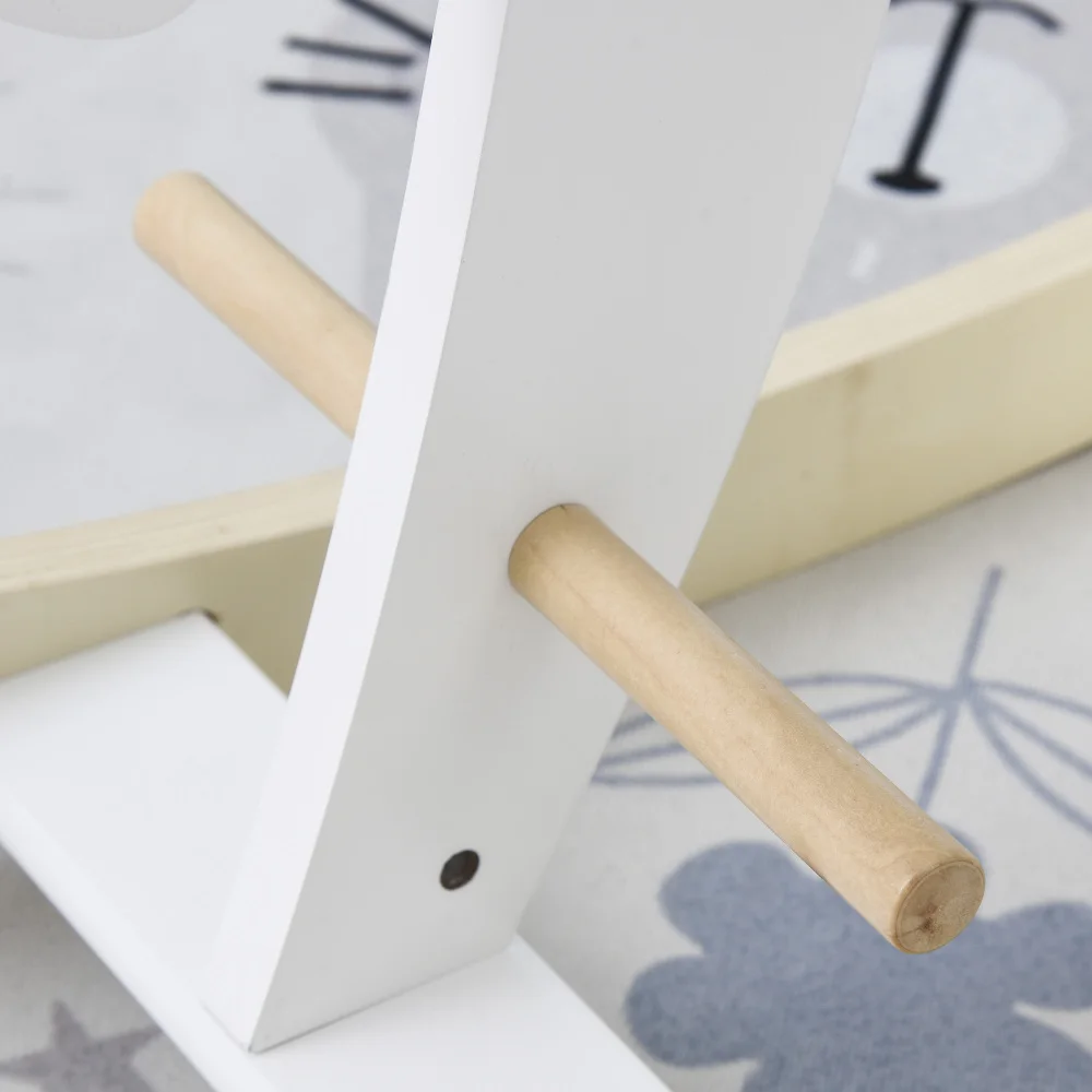 Wooden Rocking Horse Toddler Baby Ride-on Toys for Kids 1-3 Years with Classic Design & Wood Safety Bar, White - 图片 5