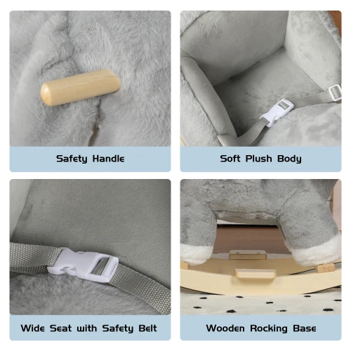 Kids Ride-On Rocking Horse Toy with Lullaby Song,Elephant Rocking Toy with Hand Puppets and Safety Belt For Children 1-3 Years - 图片 5